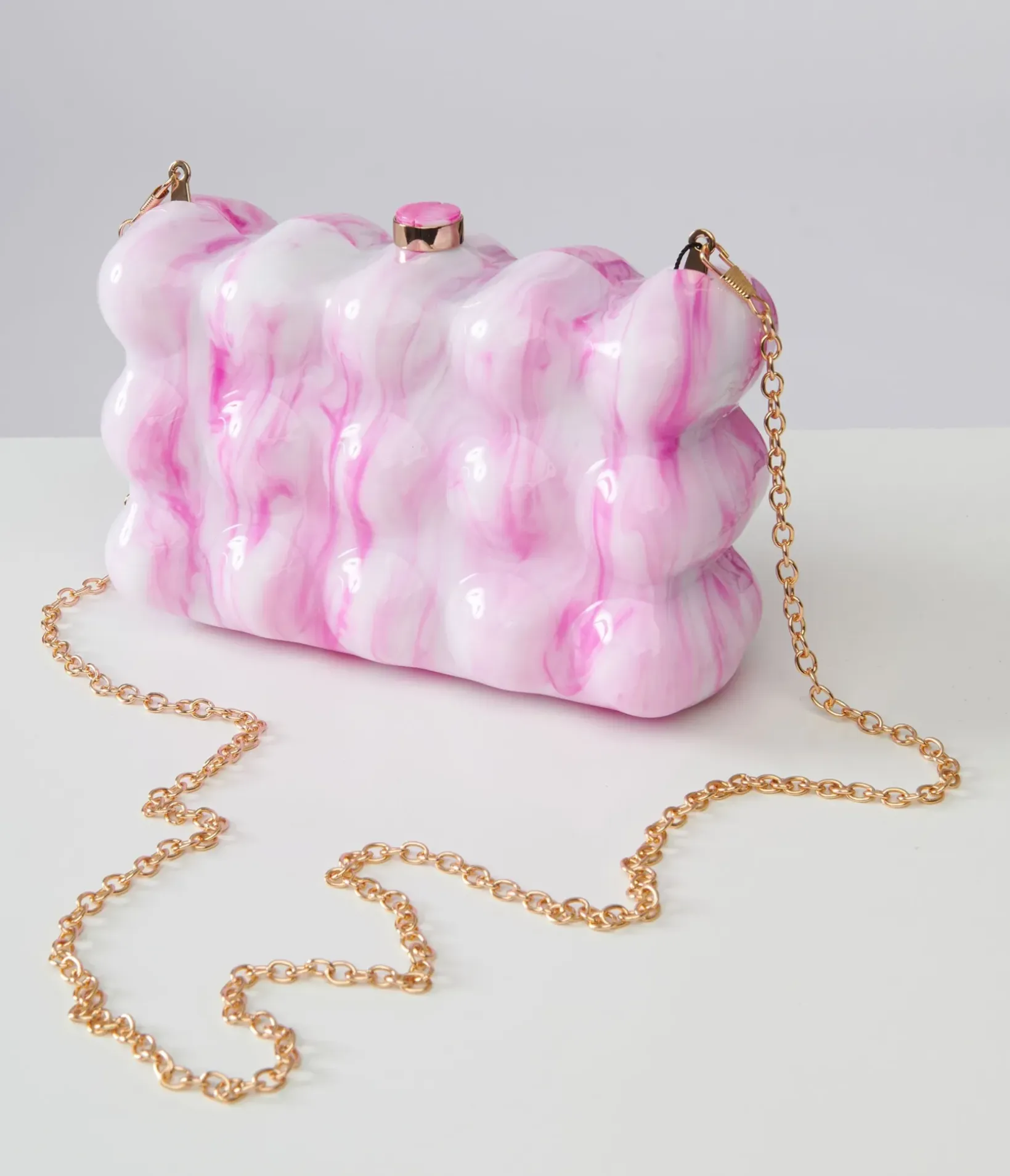 Unique Vintage All Things Pink>1970s Pink & White Bubble Acrylic Handbag