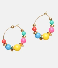 Unique Vintage Pride|Earrings>1980s Rainbow Bead Hoop Earrings
