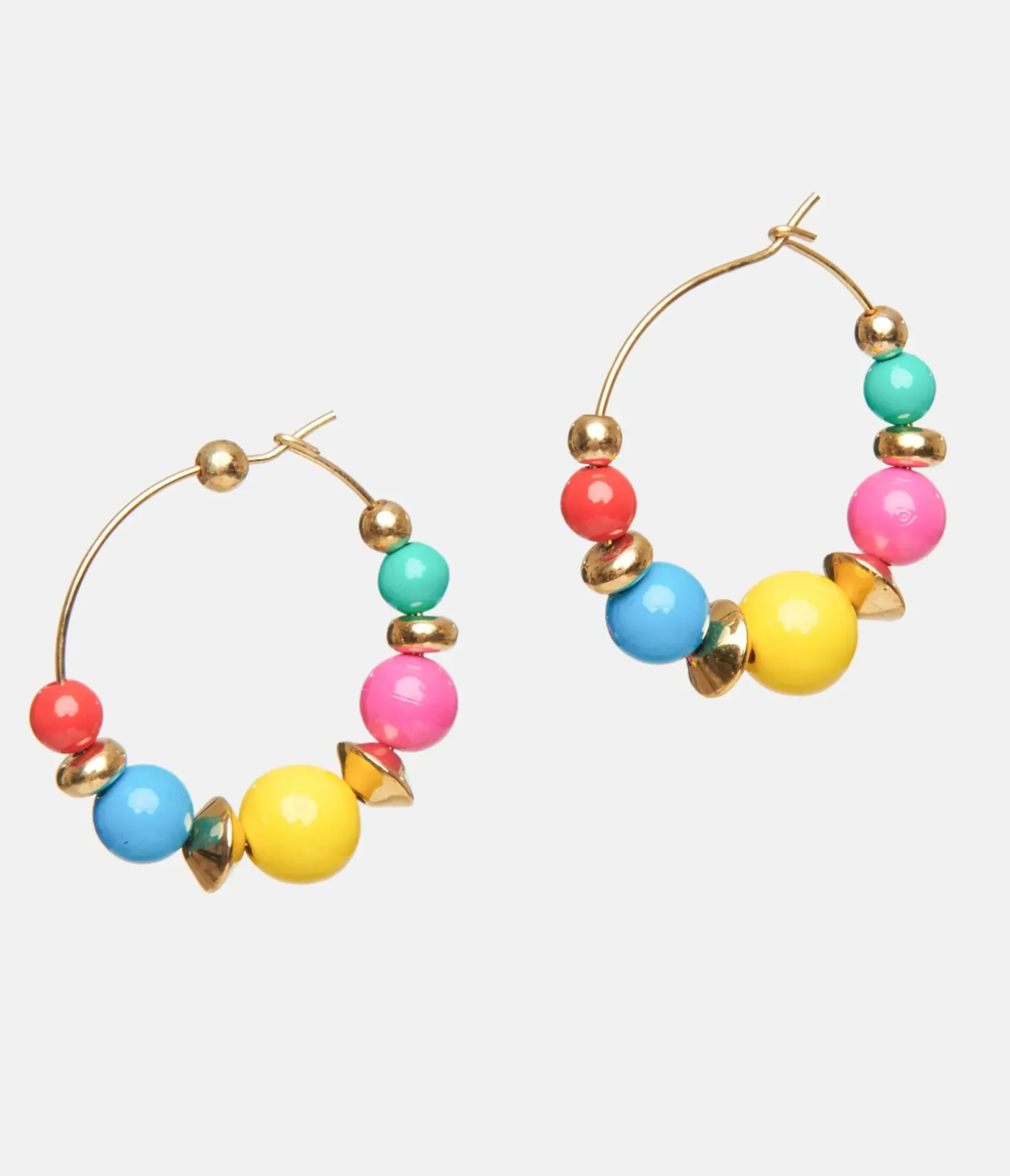 Unique Vintage Pride|Earrings>1980s Rainbow Bead Hoop Earrings