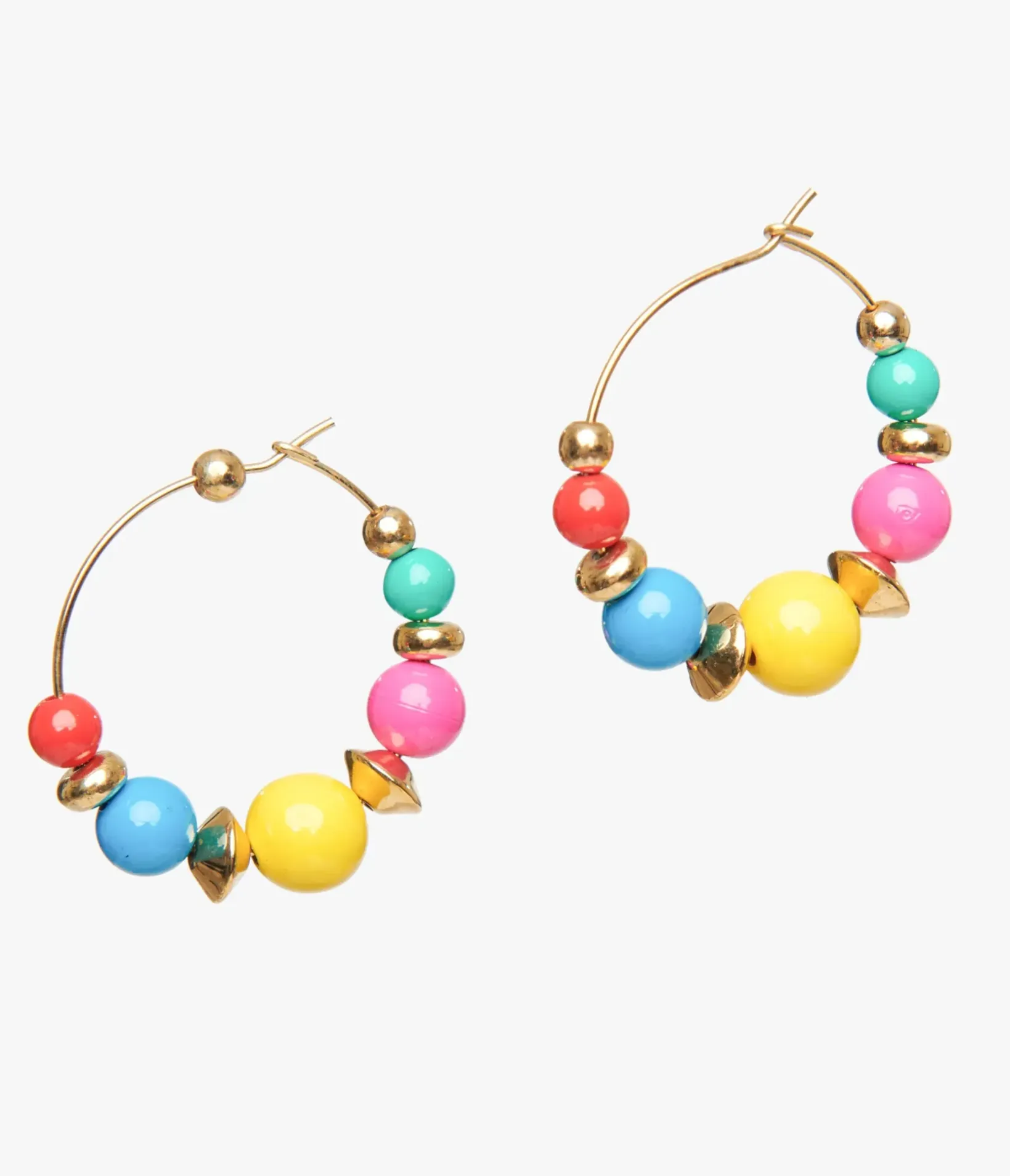 Unique Vintage Pride|Earrings>1980s Rainbow Bead Hoop Earrings