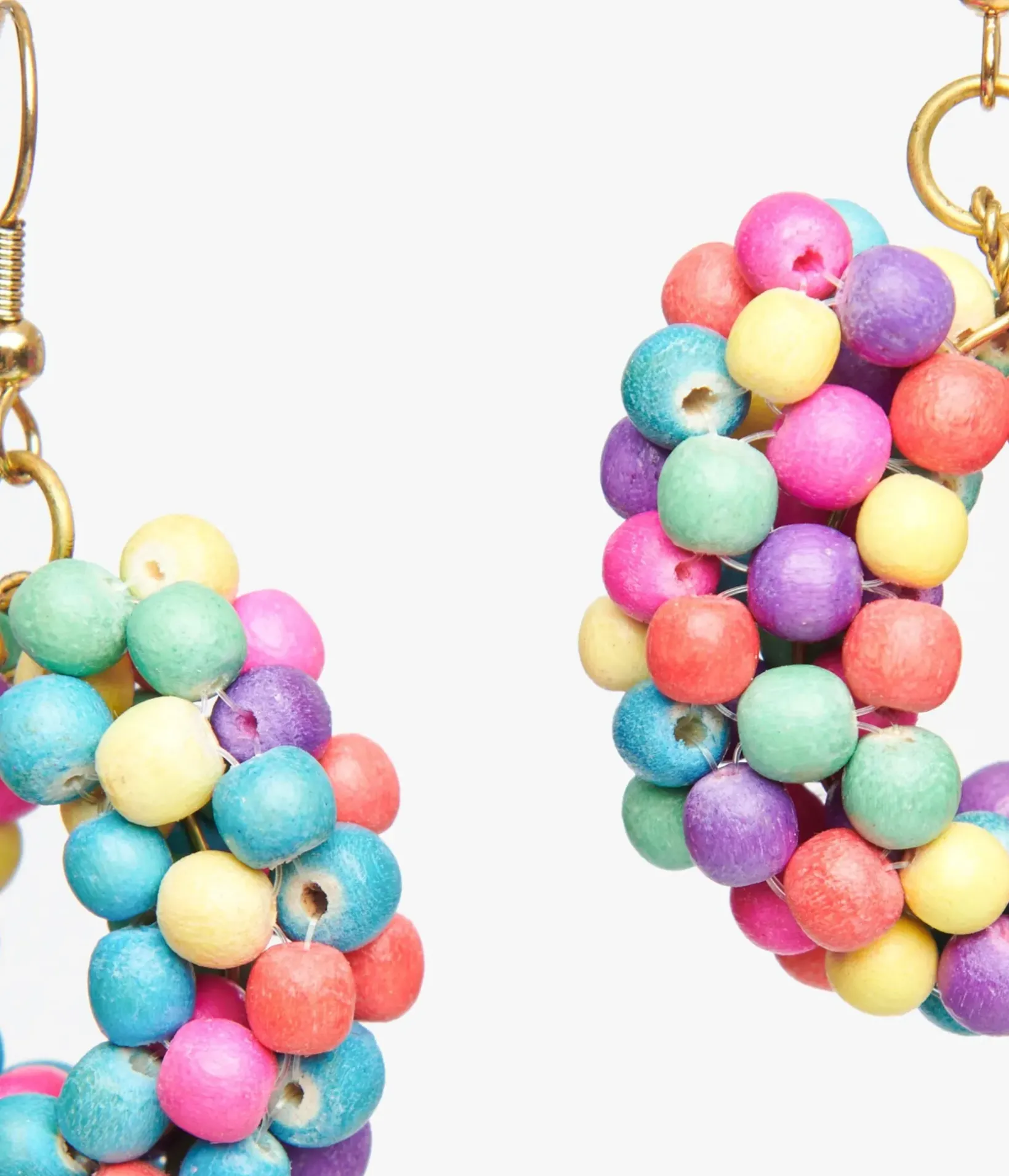 Unique Vintage Pride|Earrings>1980s Rainbow Wooden Bead Circle Earrings