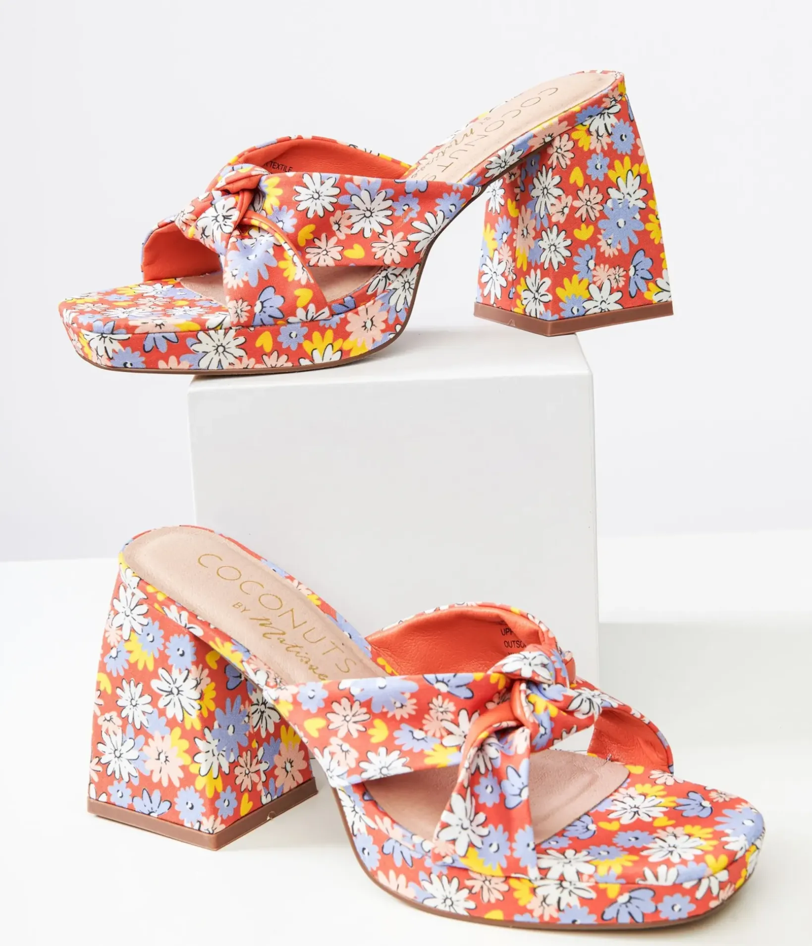 Unique Vintage Summer Vacation|Heels>1970s Red Floral Esme Platform Heels