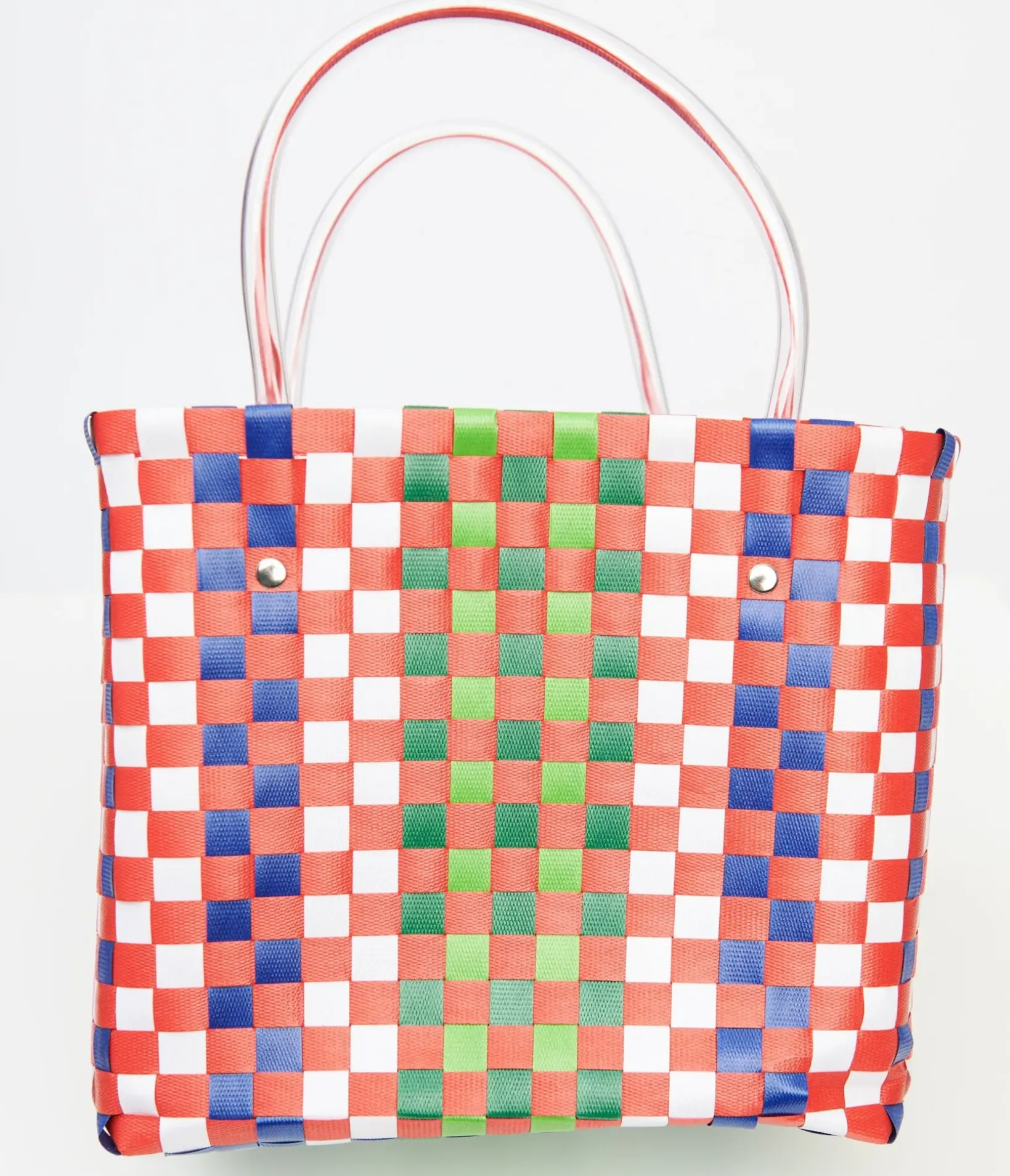 Unique Vintage Summer Vacation|All Things Red>1970s Red & Green Woven Basket Bag