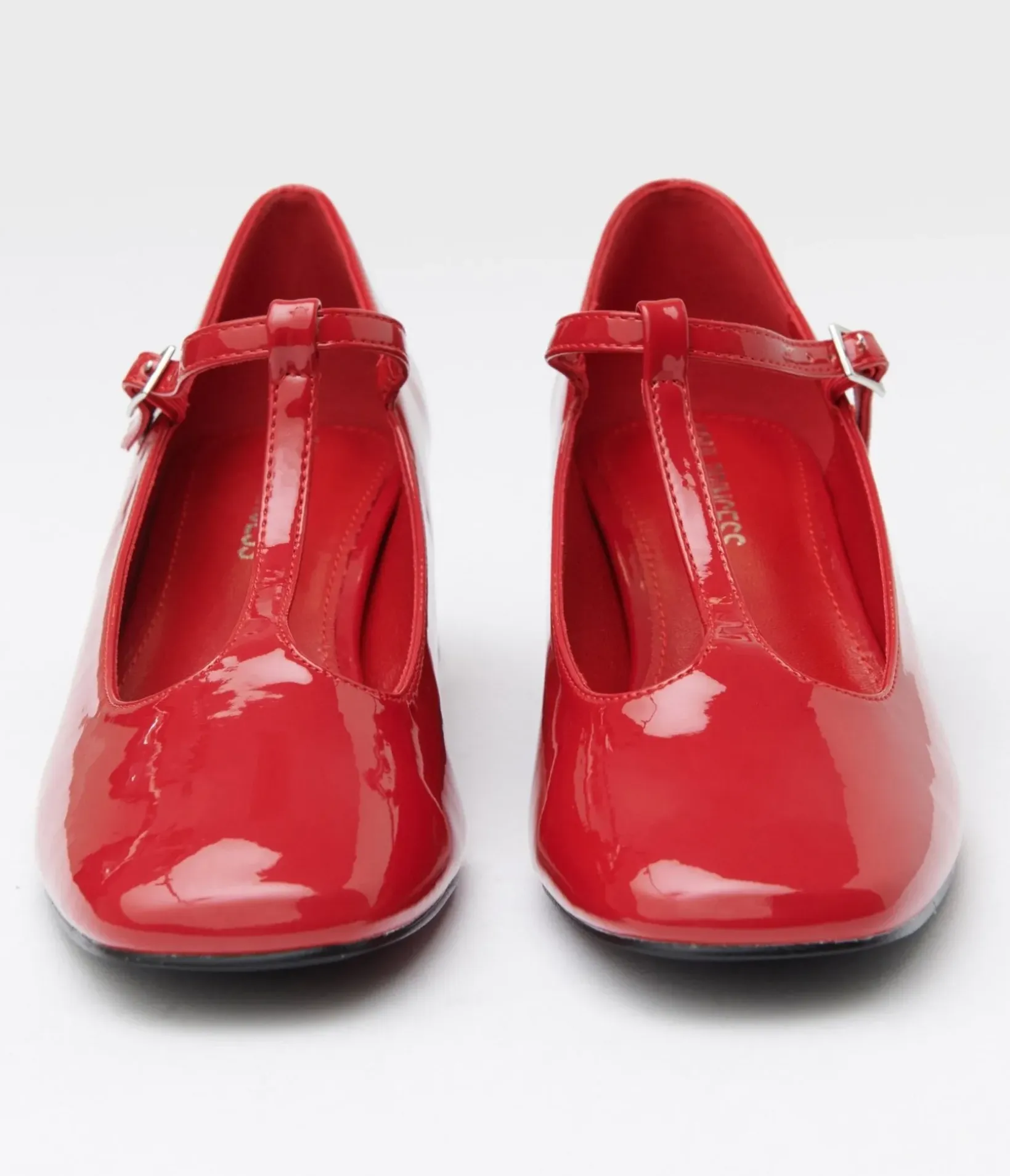 Unique Vintage Heels|T-Straps>1920s Red Patent Leatherette T-Strap Heels