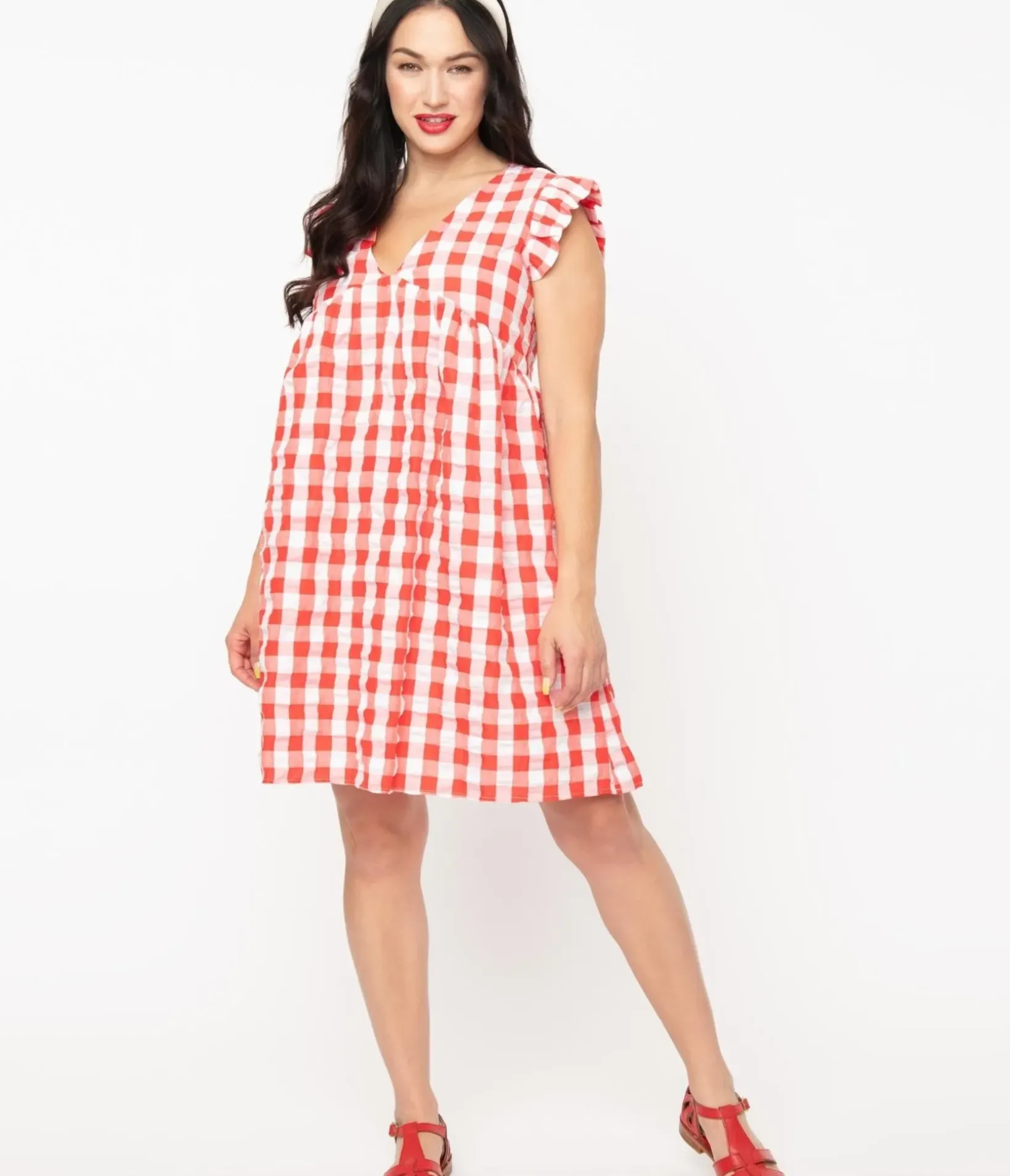 Unique Vintage Everyday Dresses|All Things Red>1970s Red & White Gingham Summer Dress