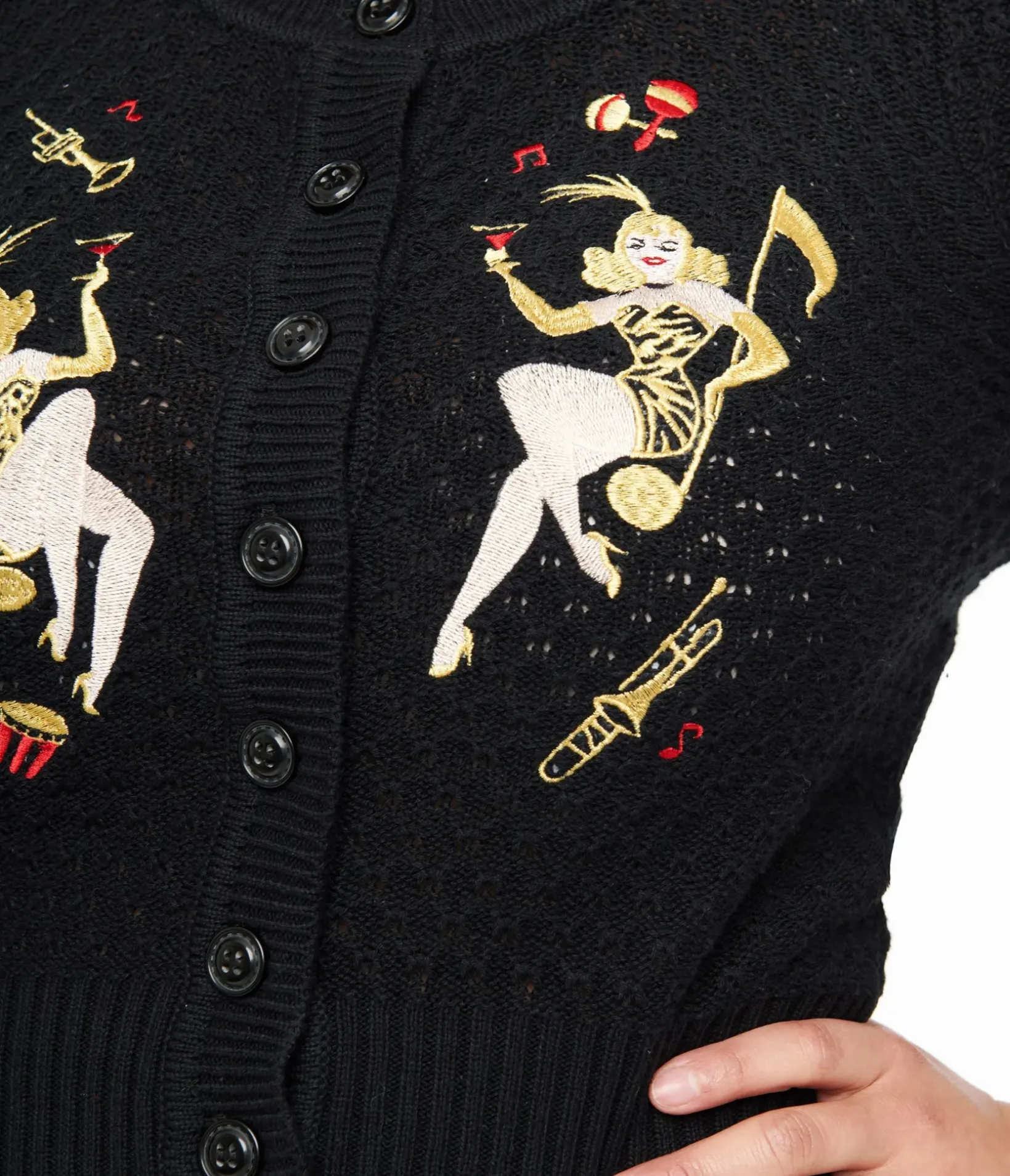 Unique Vintage Sweaters & Cardigans|All Things Black>1950s Showgirls Cropped Cardigan