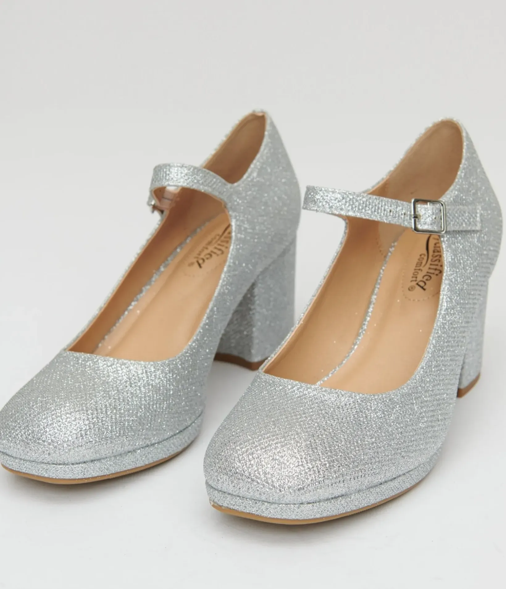 Unique Vintage Special Occasion|Heels>1950s Silver Square Toe Mary Jane Pumps