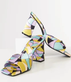 Unique Vintage Heels>1960s Stained Glass Square Toe Mule Heels