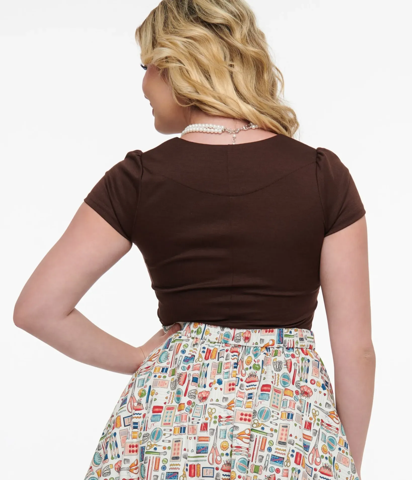 Unique Vintage Blouses|Blouses>Steady 1950s Chocolate Brown Short Sleeve Knit Sophia Top