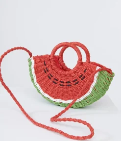 Unique Vintage Summer Vacation|Novelty Bags>1970s Watermelon Rattan Handbag