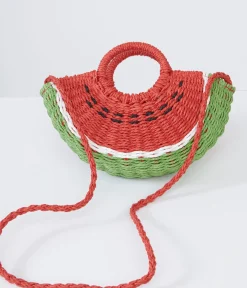 Unique Vintage Summer Vacation|Novelty Bags>1970s Watermelon Rattan Handbag