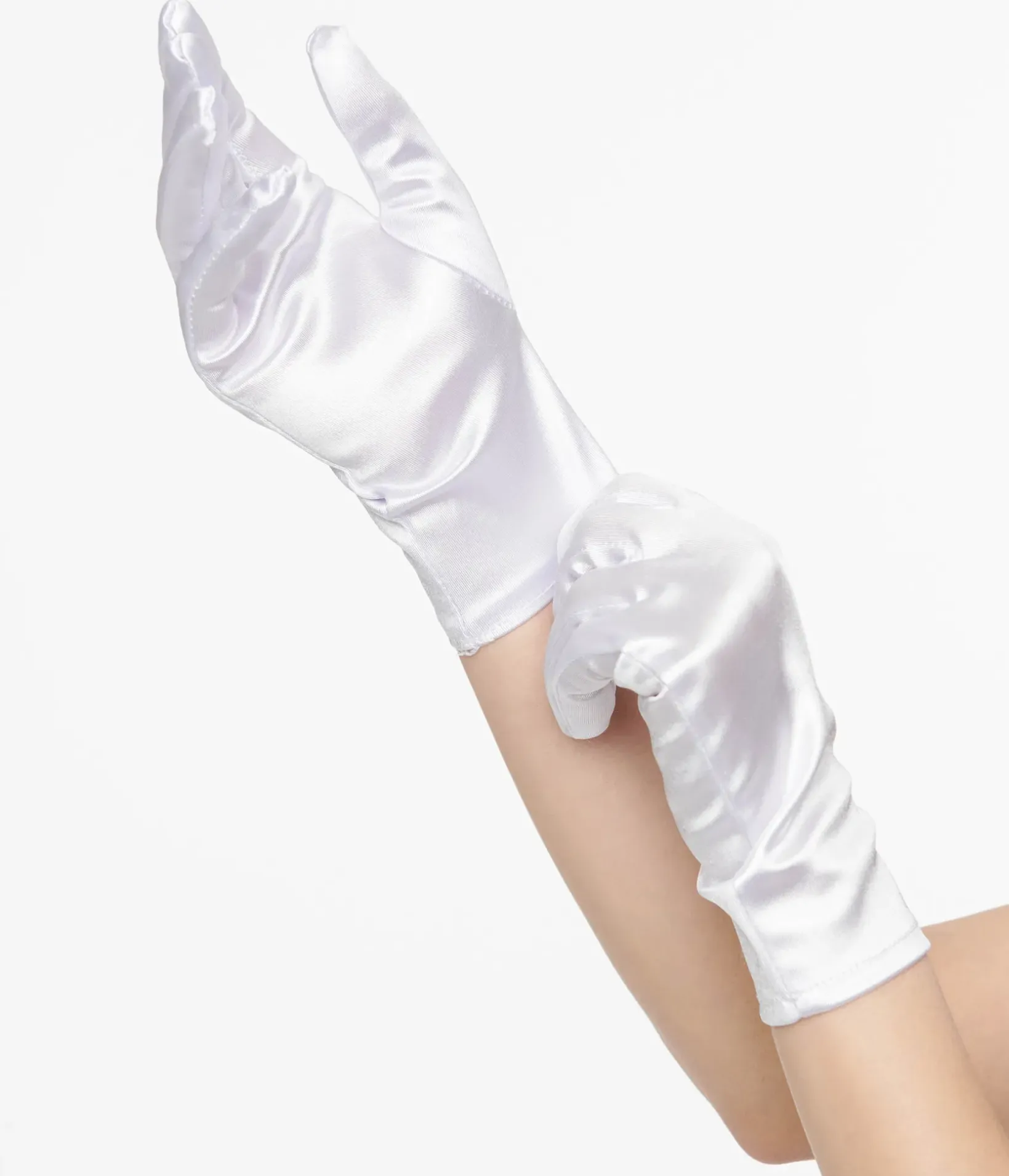 Unique Vintage Special Occasion|Disney Bounding>1950s White Satin Wrist Length Gloves