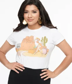 Unique Vintage Graphic Tees|Graphic Tees>1950s White The Traveler Fitted Graphic Tee