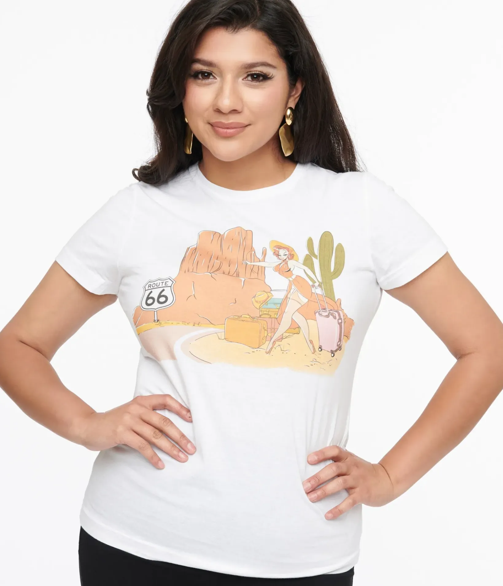 Unique Vintage Graphic Tees|Graphic Tees>1950s White The Traveler Fitted Graphic Tee