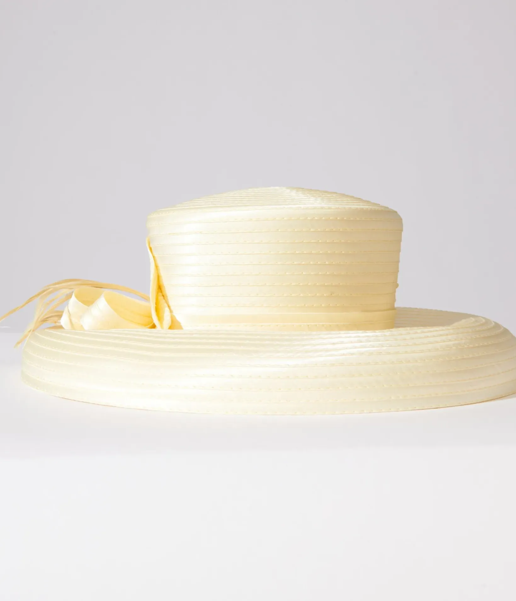 Unique Vintage Sun Hats>1950s Yellow Satin Ribbon Hat