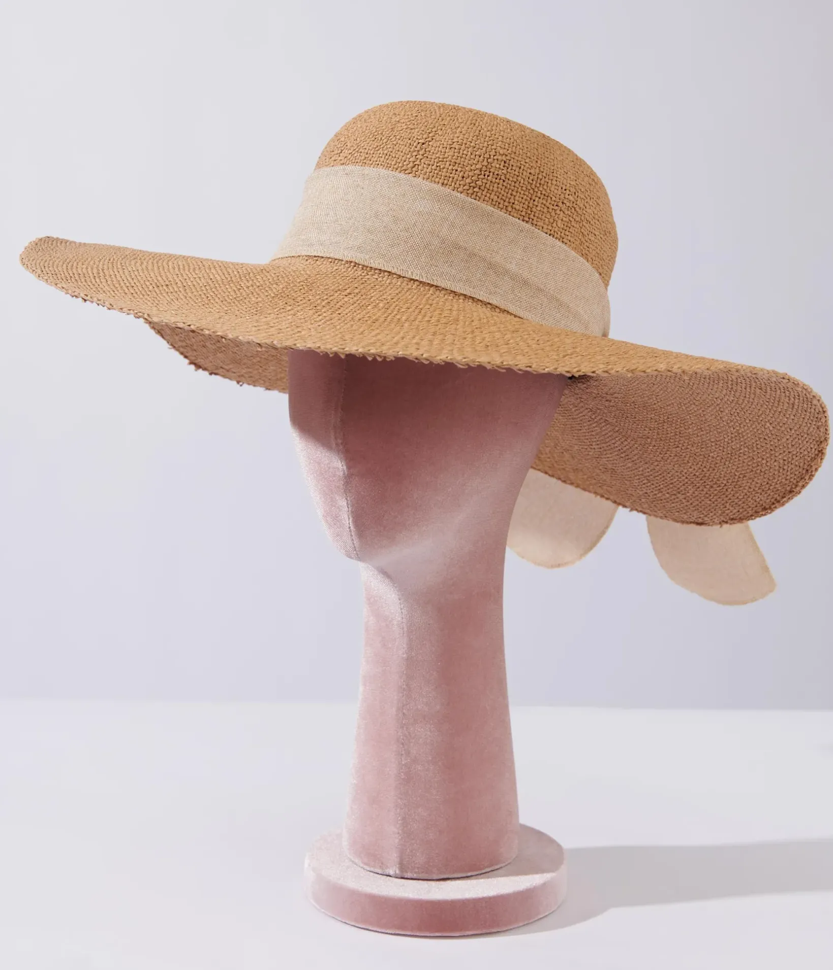 Unique Vintage Bachelorette|Sun Hats>Tan & Beige Bow Toyo Braid Sun Hat