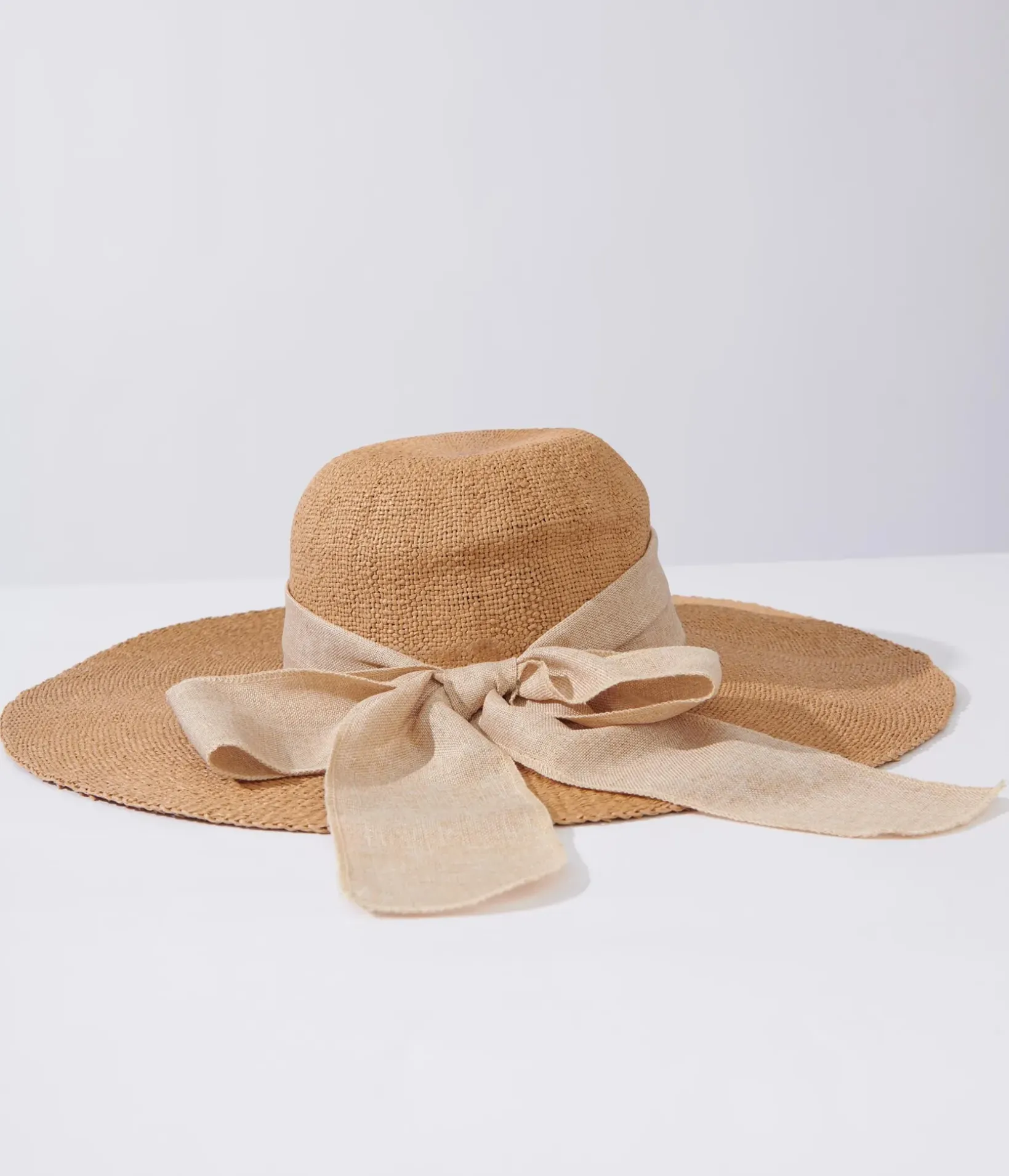 Unique Vintage Bachelorette|Sun Hats>Tan & Beige Bow Toyo Braid Sun Hat