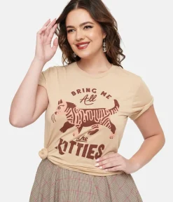 Unique Vintage Graphic Tees|Graphic Tees>Tan Bring Me All The Kitties Graphic Tee