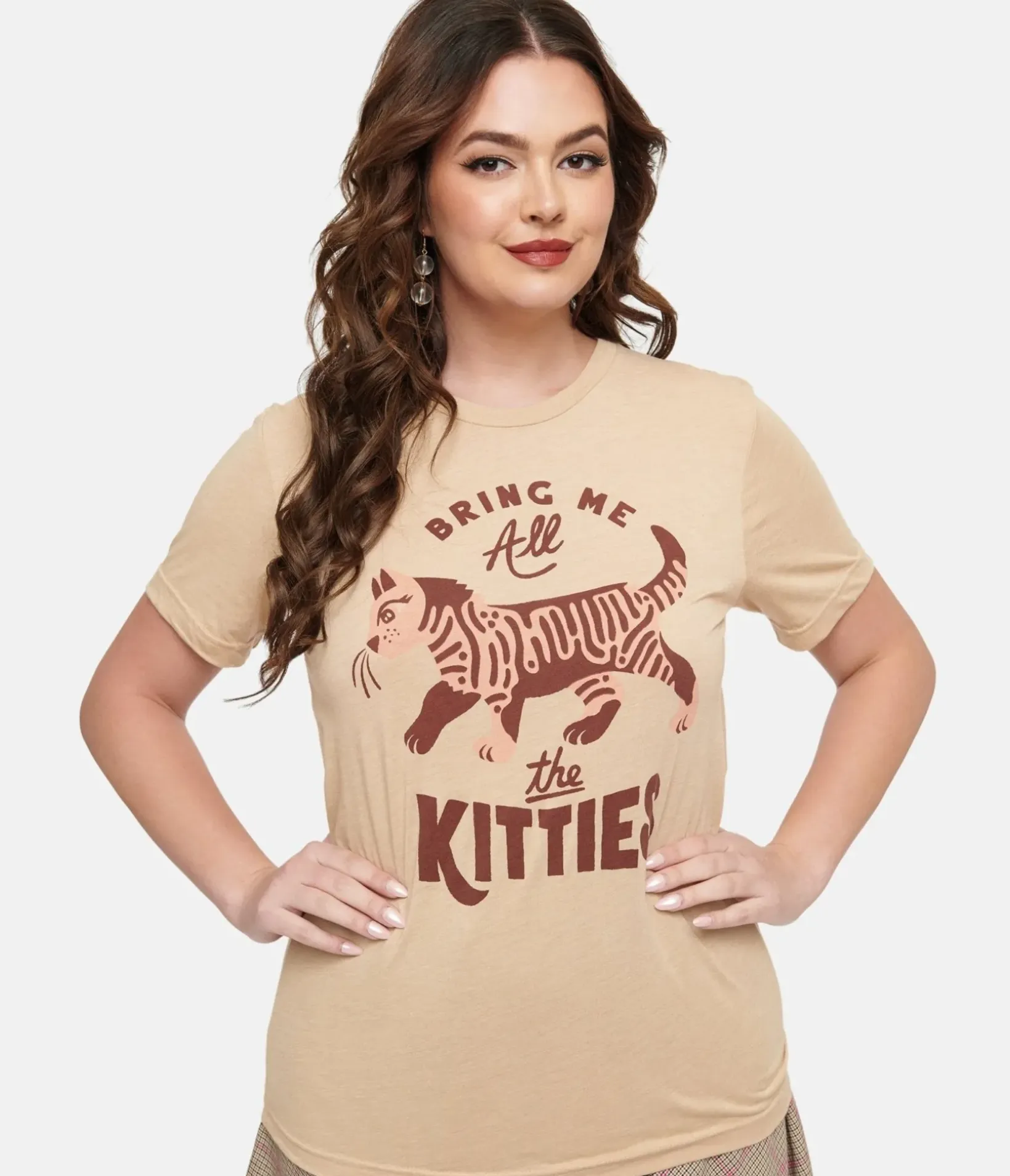 Unique Vintage Graphic Tees|Graphic Tees>Tan Bring Me All The Kitties Graphic Tee