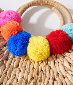 Unique Vintage Pride>Tan Pom Pom Woven Bag