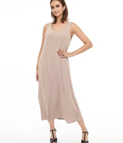 Unique Vintage Everyday Dresses>Taupe Slip Maxi Dress