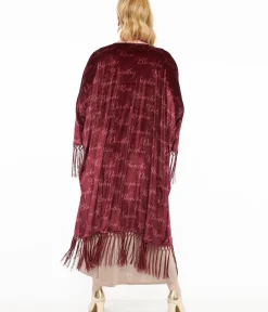 Unique Vintage Jackets|Coats & Jackets>The Golden Girls x Burgundy Velvet Blanche Kimono