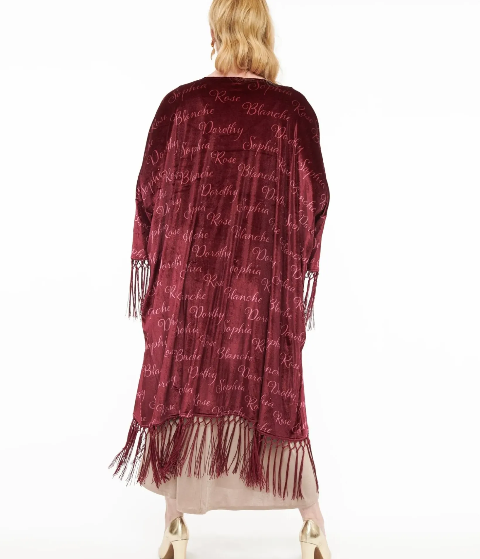 Unique Vintage Jackets|Coats & Jackets>The Golden Girls x Burgundy Velvet Blanche Kimono