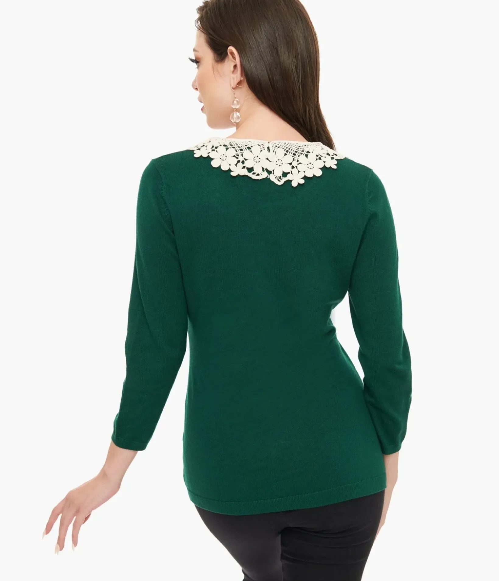 Unique Vintage Sweaters & Cardigans|Work Wear>The Golden Girls x Green & White Lace Sophia Bookworm Cardigan