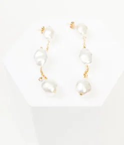 Unique Vintage Work Wear|Summer Vacation>Tiered Pearl Drop Earrings