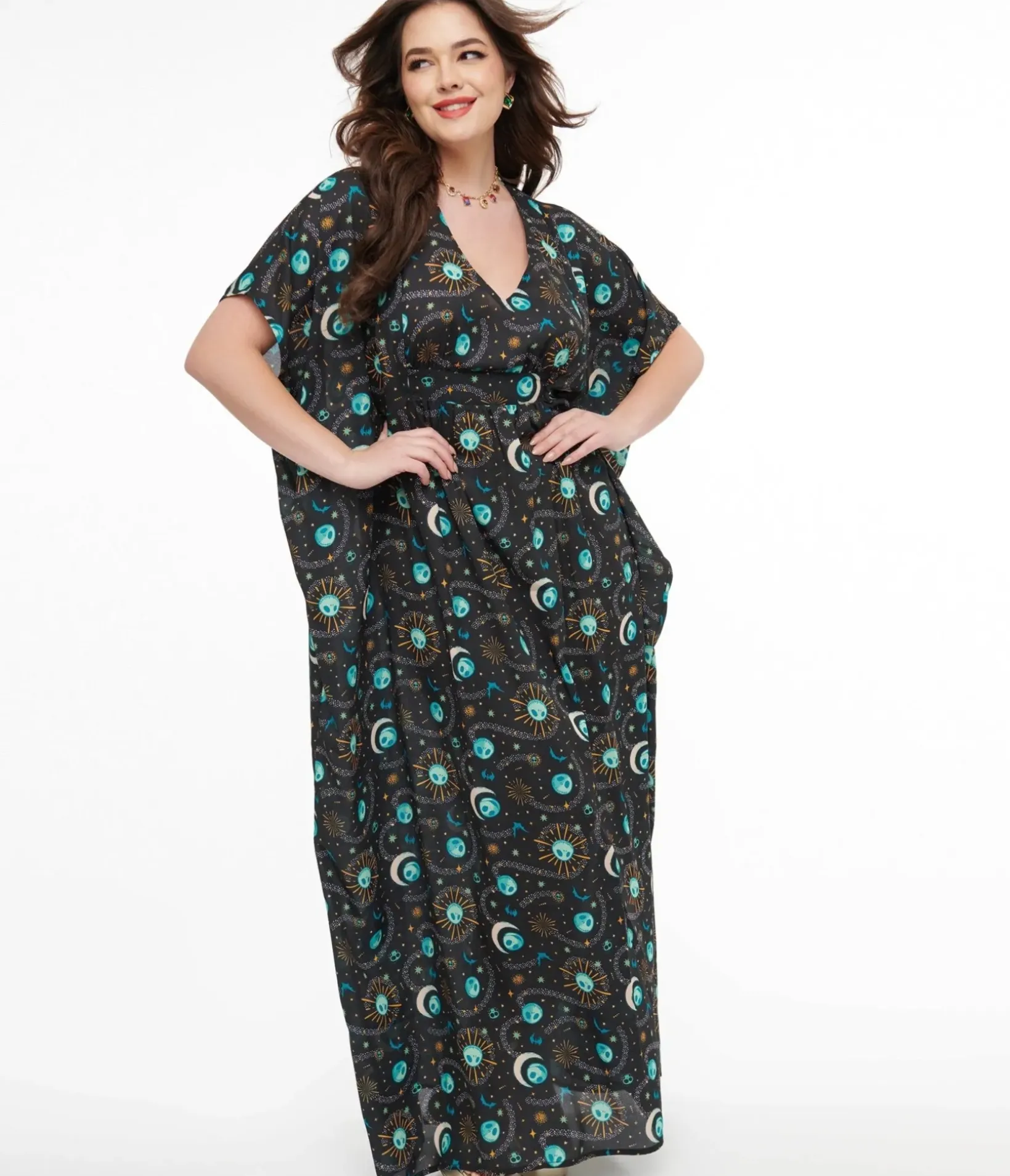 Unique Vintage Maxi|Caftans>Tim Burton's The Nightmare Before Christmas by Black Celestial Nightmare Before Christmas Caftan Dress