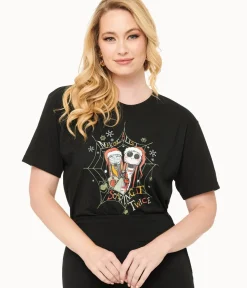 Unique Vintage Graphic Tees|Graphic Tees>Tim Burton's The Nightmare Before Christmas by Black Jack & Sally Making A List Unisex Graphic Tee