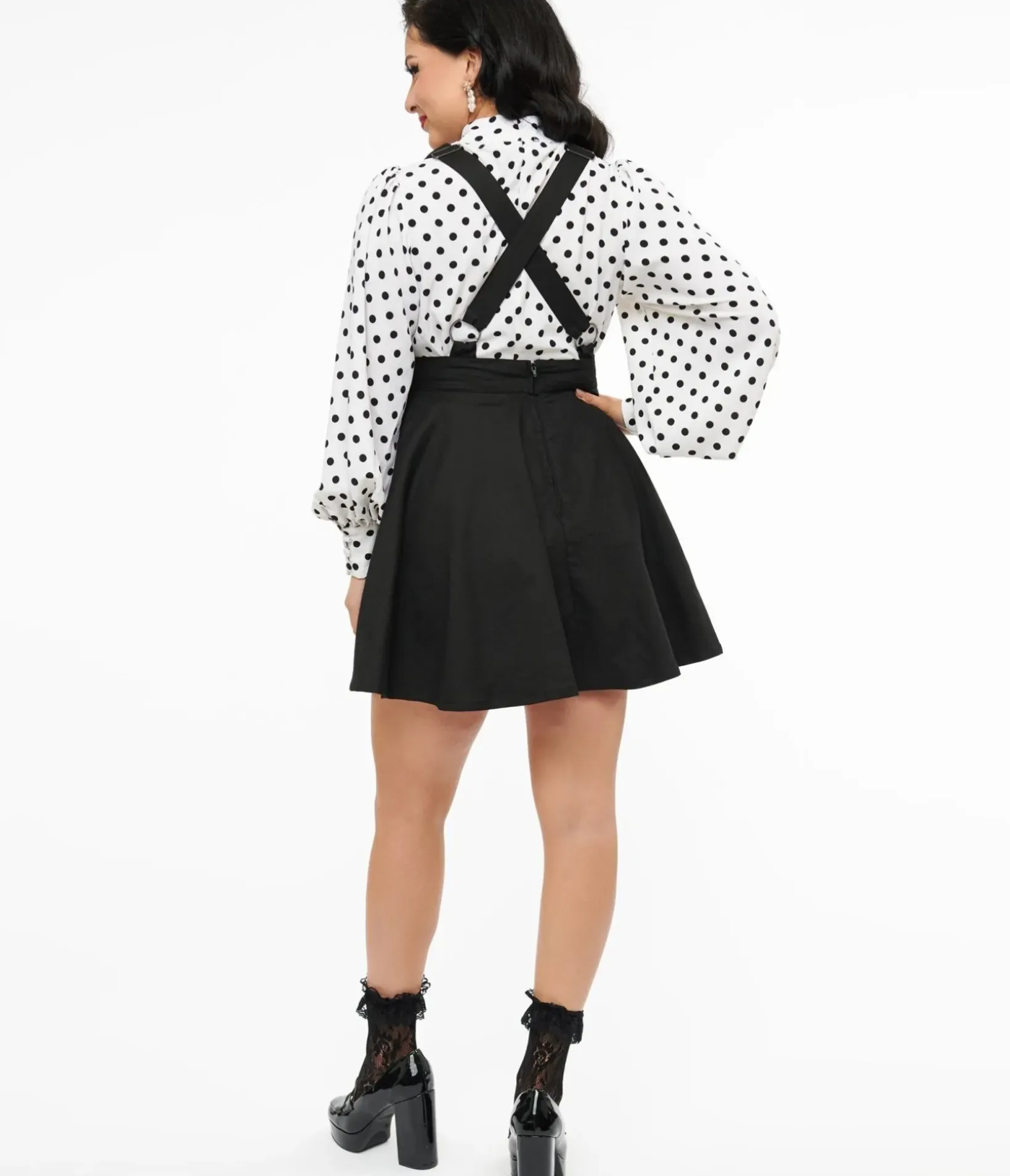 Unique Vintage Skirts|All Things Black>Tim Burton's The Nightmare Before Christmas by Black Nightmare Before Christmas Brionne Pinafore Skirt