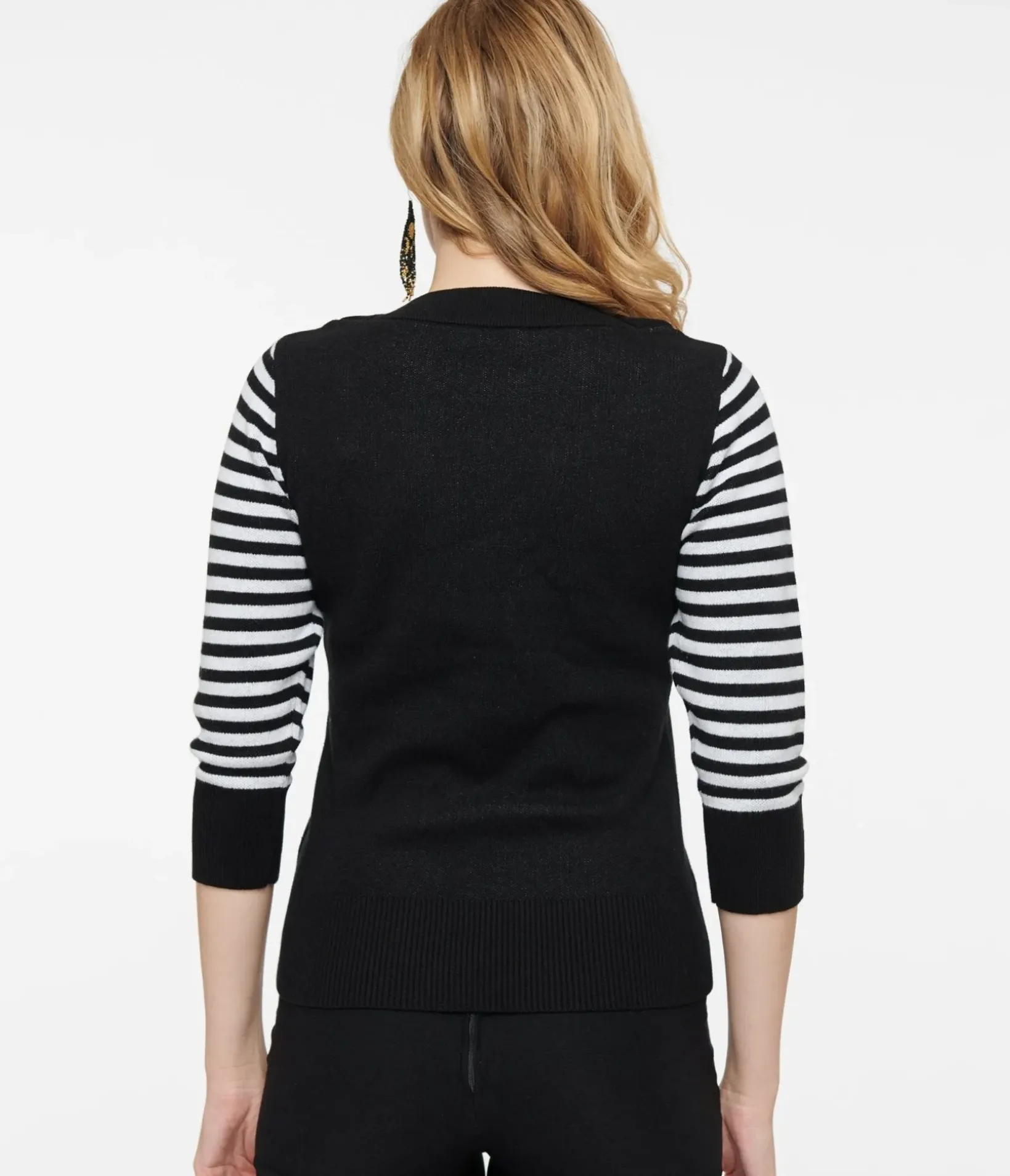 Unique Vintage Sweaters & Cardigans|All Things Black>Tim Burton's The Nightmare Before Christmas by Black & White Stripe Sally Minou Sweater