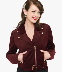 Unique Vintage Coats & Jackets>Tim Burton's The Nightmare Before Christmas by Burgundy Velvet Jacket