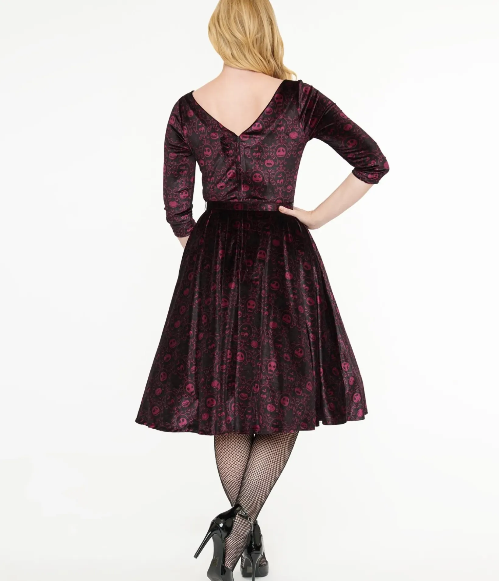 Unique Vintage Swing|Pocket Dresses>Tim Burton's The Nightmare Before Christmas by Eggplant Baroque Jack Skellington Devon Swing Dress