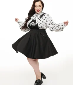 Unique Vintage Skirts|All Things Black>Tim Burton’s The Nightmare Before Christmas by Plus Size Black Nightmare Before Christmas Brionne Pinafore Skirt