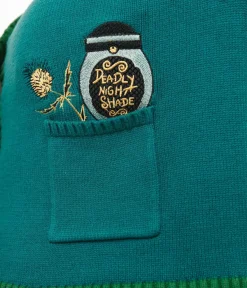 Unique Vintage Sweaters & Cardigans>Tim Burton's The Nightmare Before Christmas by Plus Size Teal Deadly Night Shade Cardigan