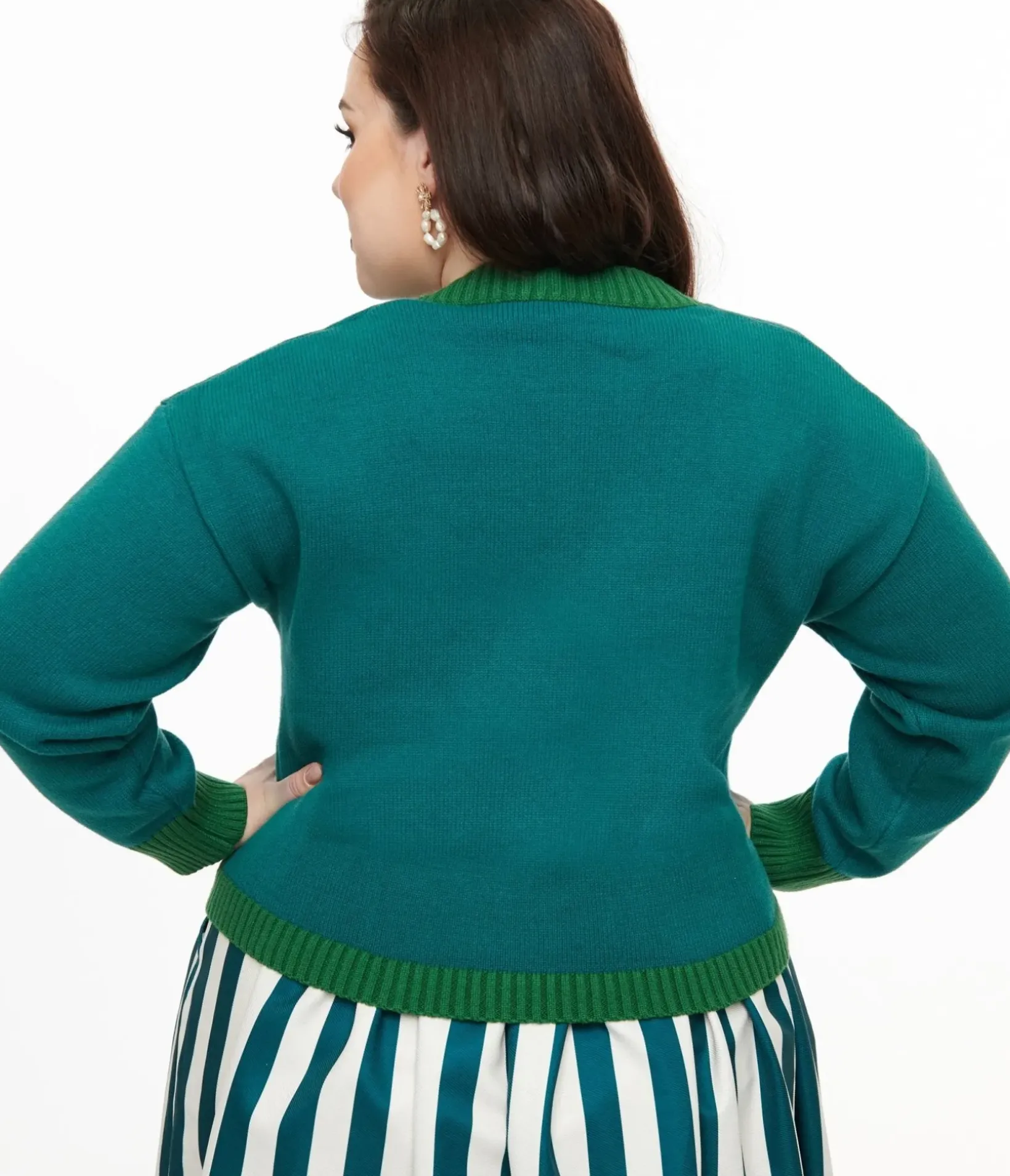 Unique Vintage Sweaters & Cardigans>Tim Burton's The Nightmare Before Christmas by Plus Size Teal Deadly Night Shade Cardigan