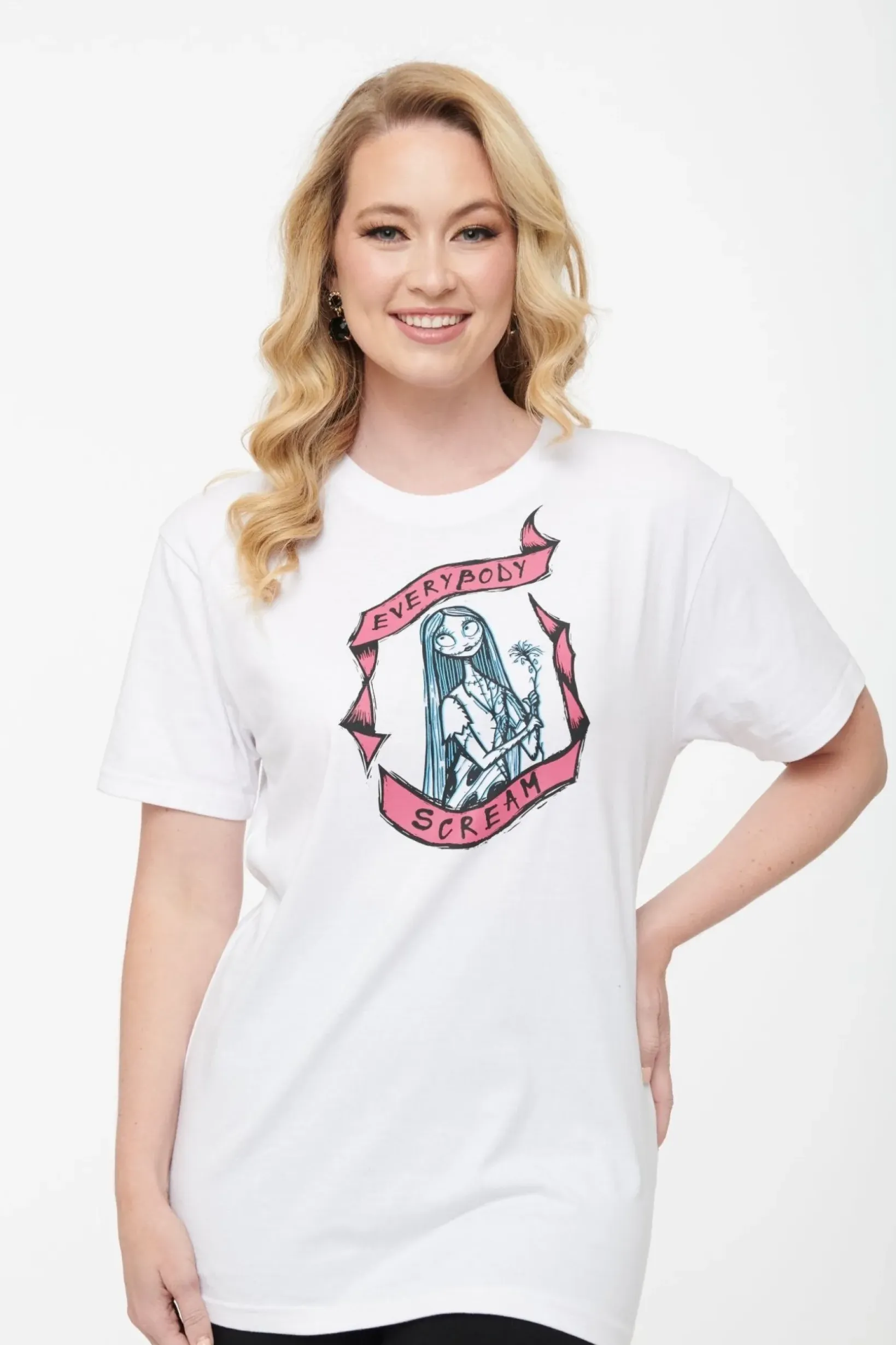 Unique Vintage Graphic Tees>Tim Burton’s The Nightmare Before Christmas by White Sally Everybody Scream Unisex Graphic Tee