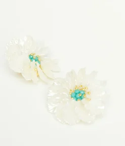 Unique Vintage Earrings>Turquoise Daisy Earrings