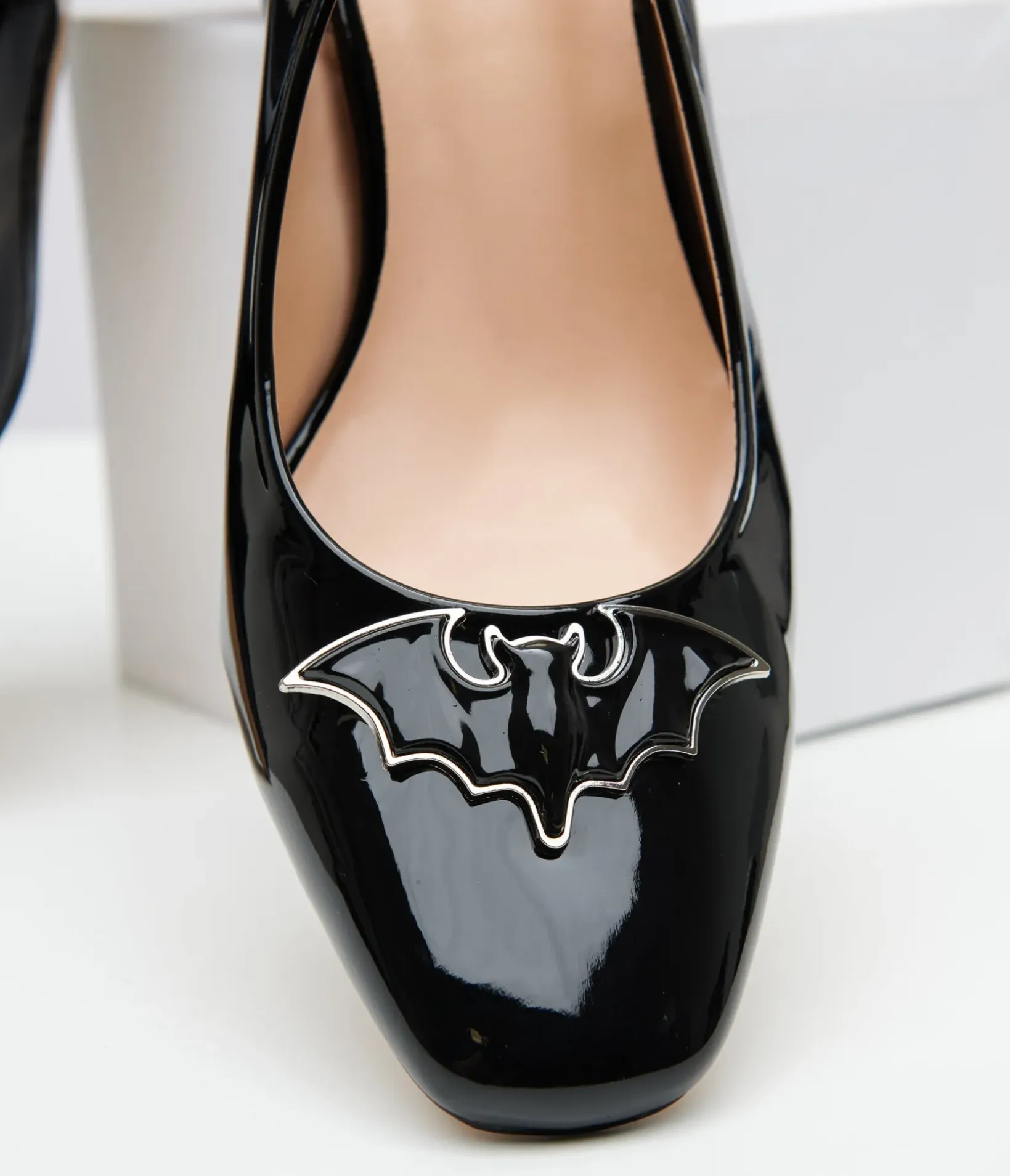 Unique Vintage All Things Black|Halloween>Black Bat Leatherette Slingback Heels