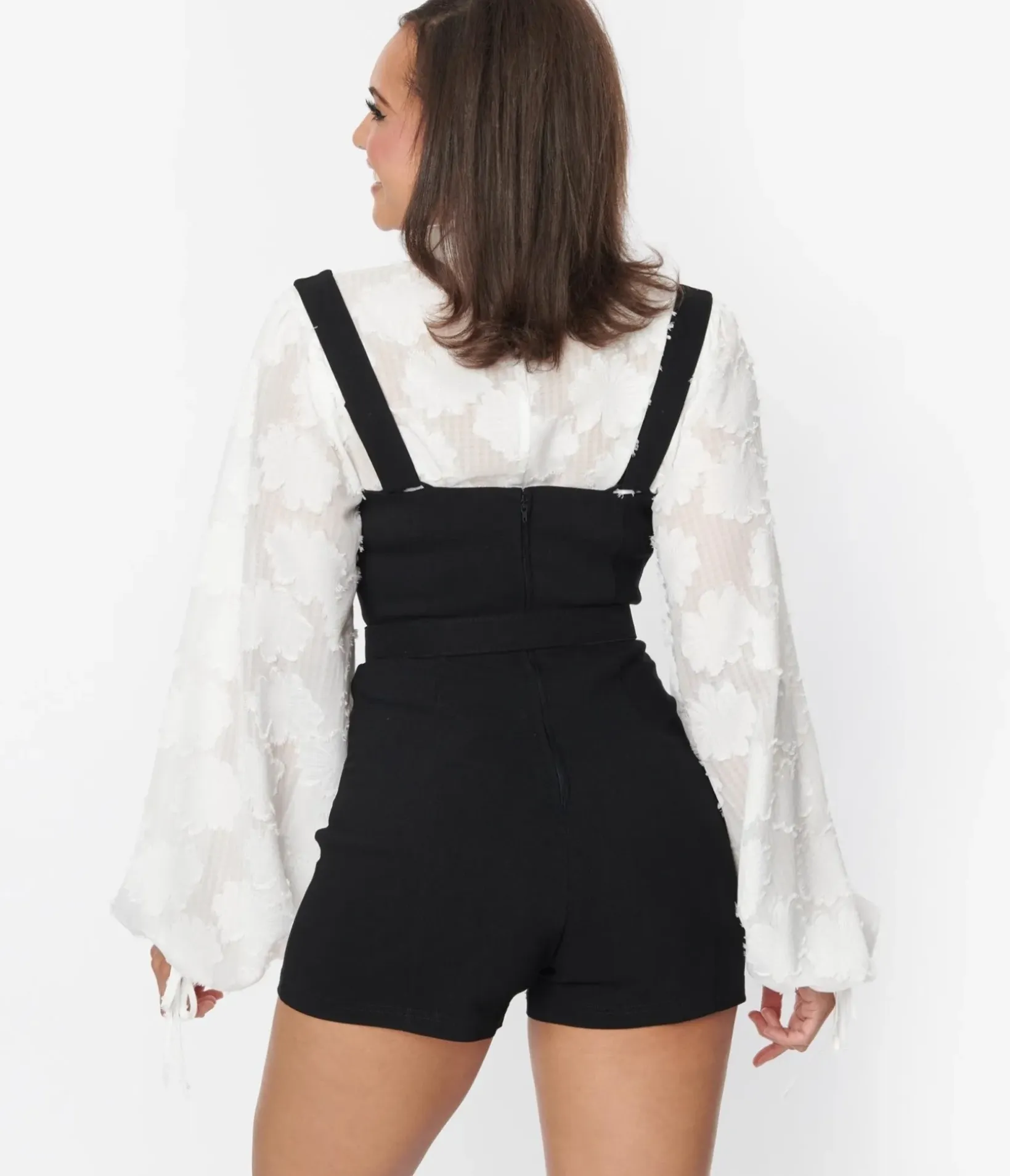 Unique Vintage Shorts|Shorts>Black Belted Suspender Shorts