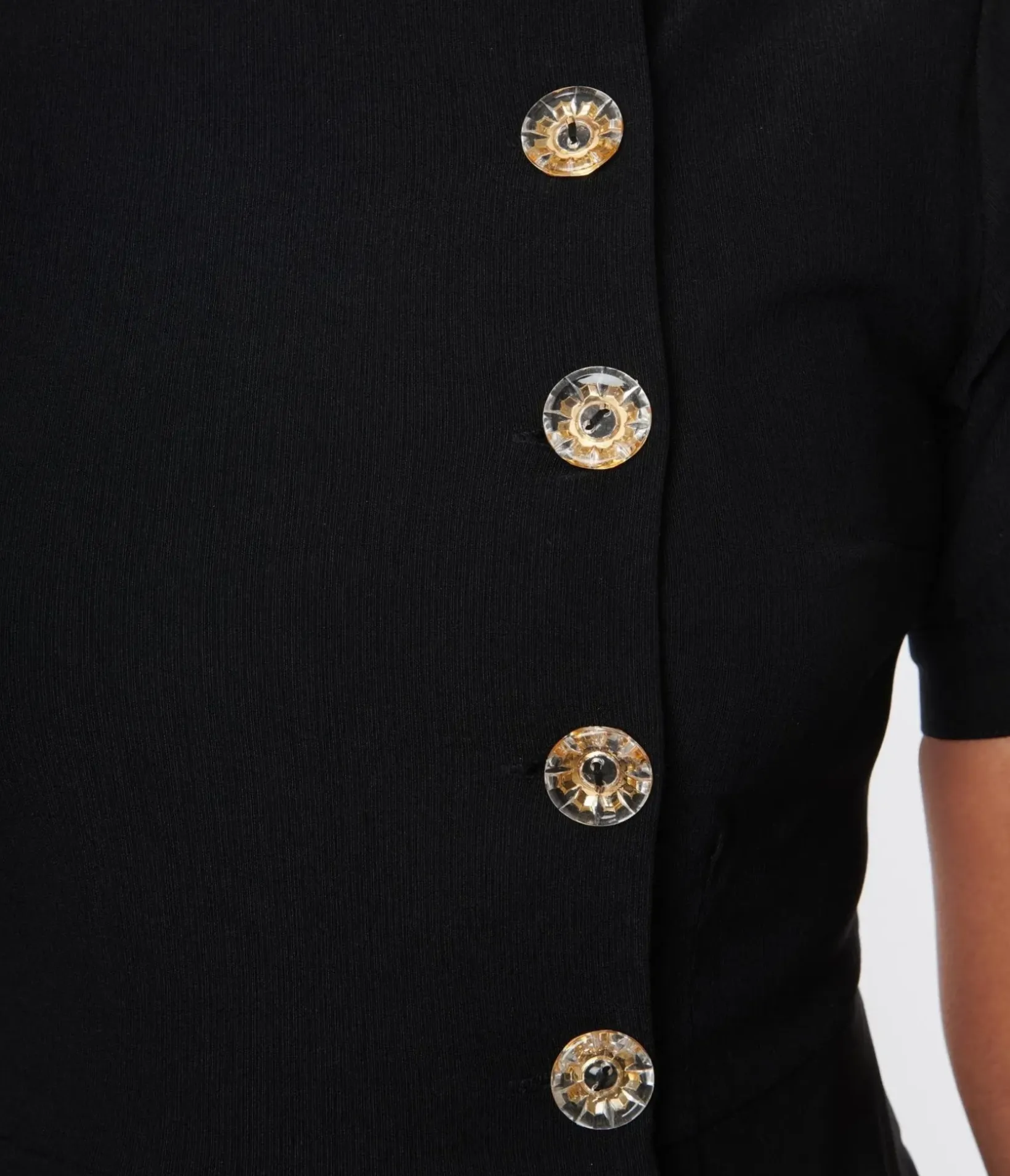 Unique Vintage Swing|Pocket Dresses>Black Button Swing Dress