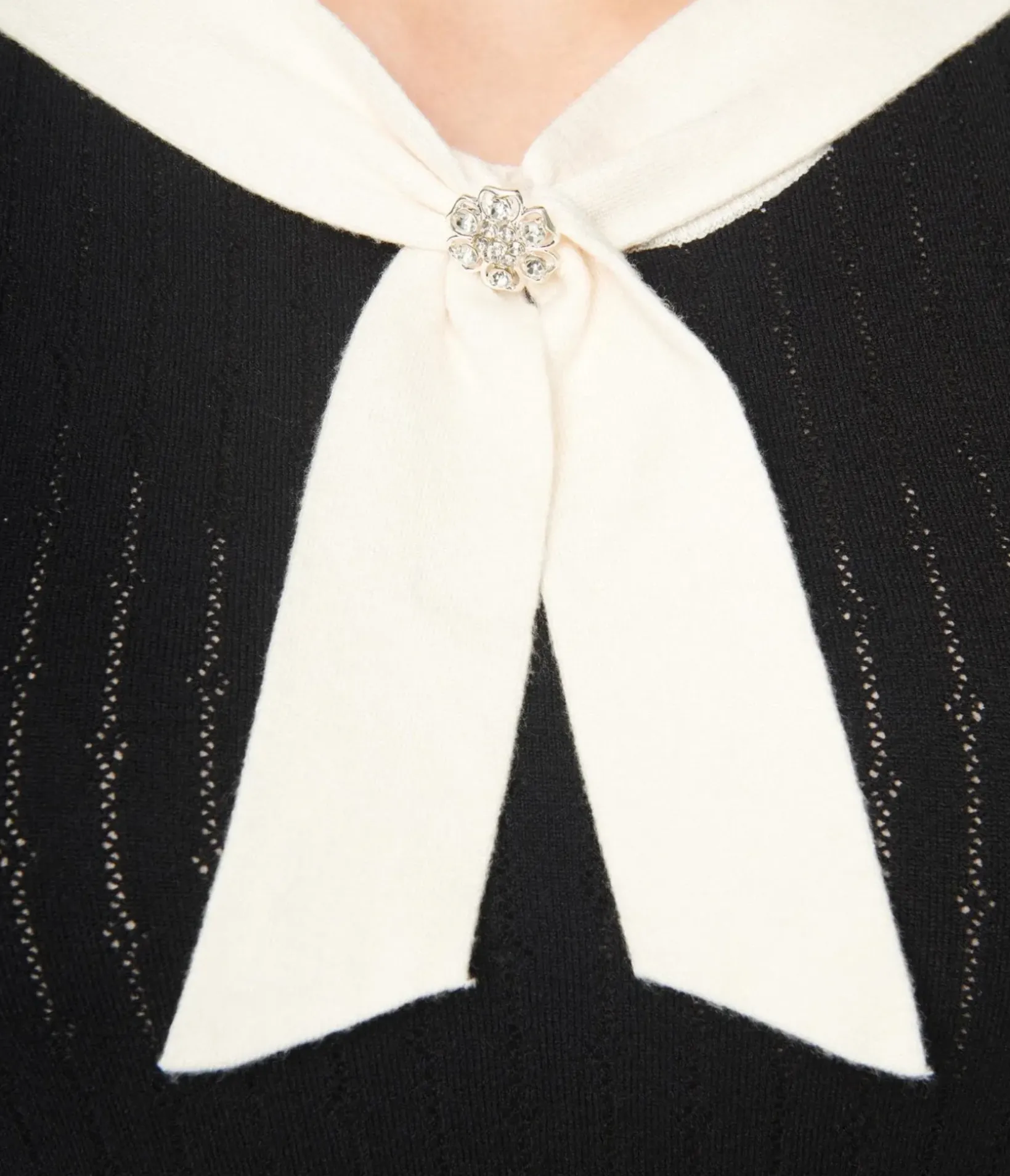 Unique Vintage All Things Black|Work Wear>Black & Cream Neck Tie Park City Sweater