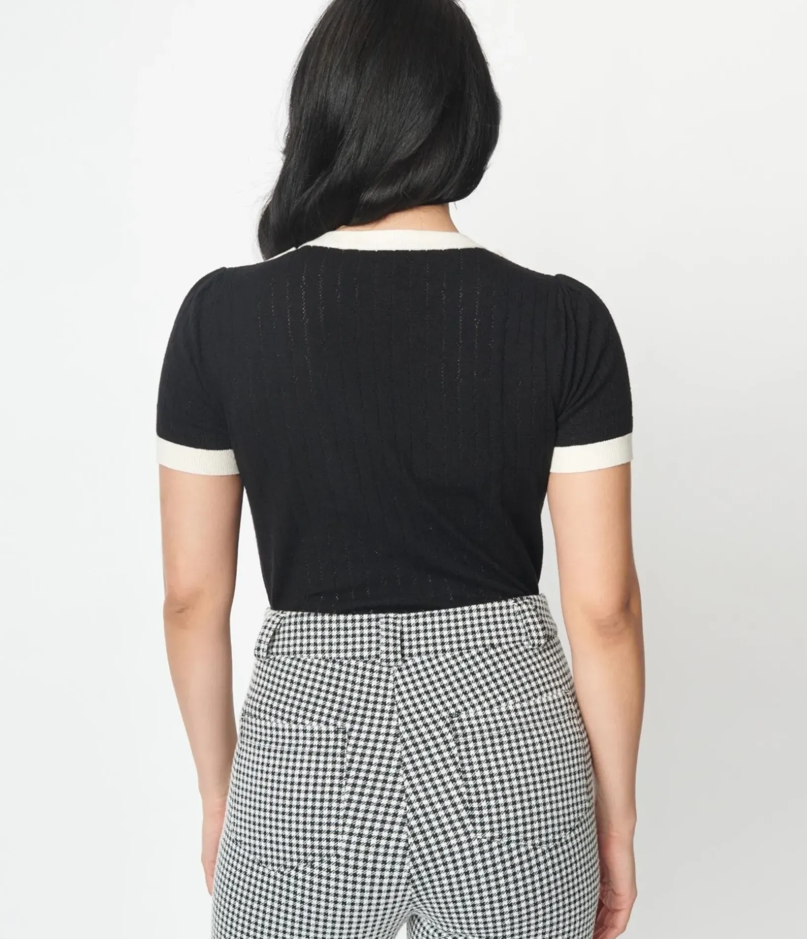 Unique Vintage All Things Black|Work Wear>Black & Cream Neck Tie Park City Sweater
