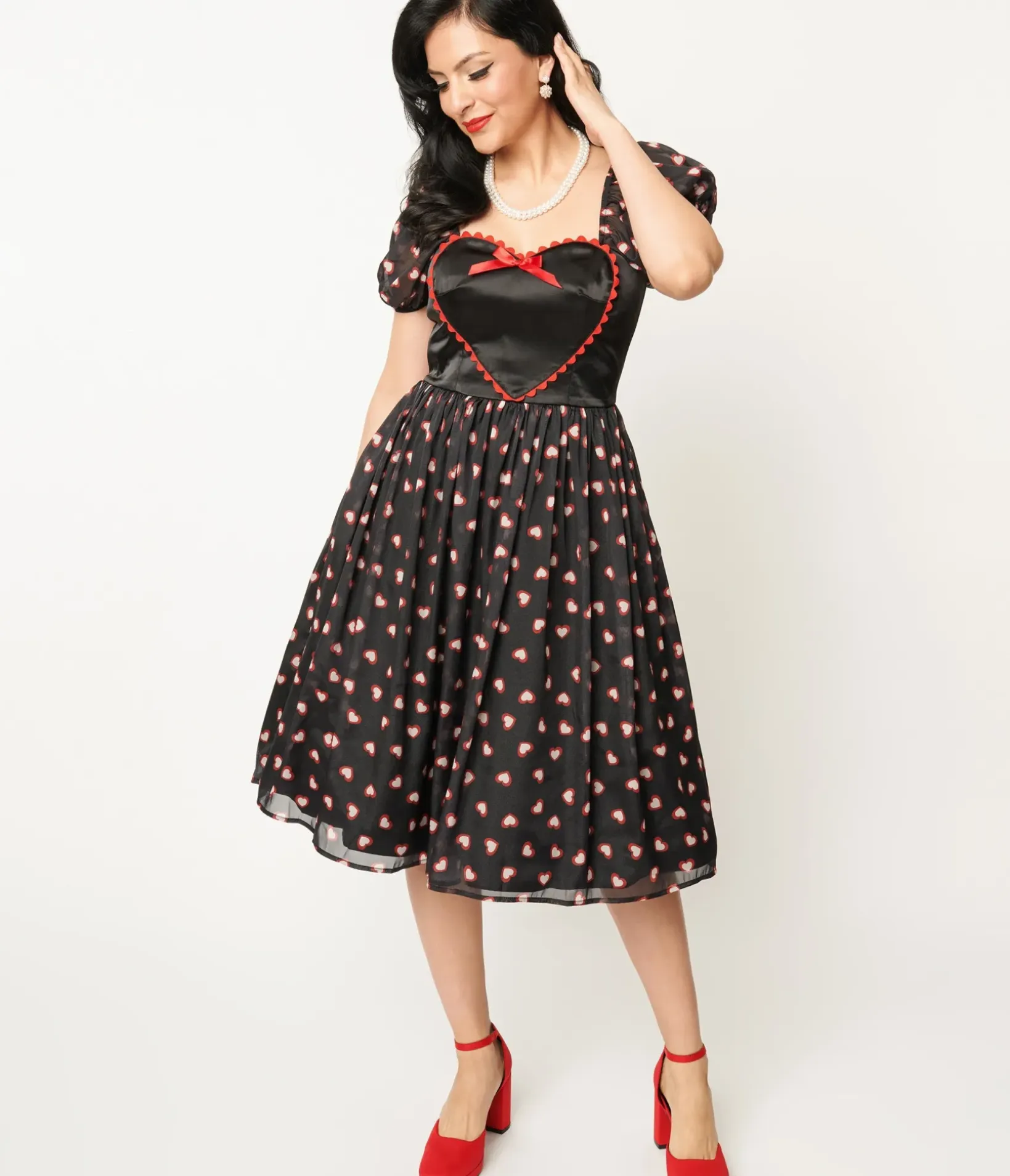 Unique Vintage Swing|Everyday Dresses>Black Cupid's Lover Swing Dress
