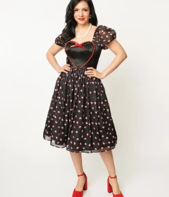 Unique Vintage Swing|Everyday Dresses>Black Cupid's Lover Swing Dress