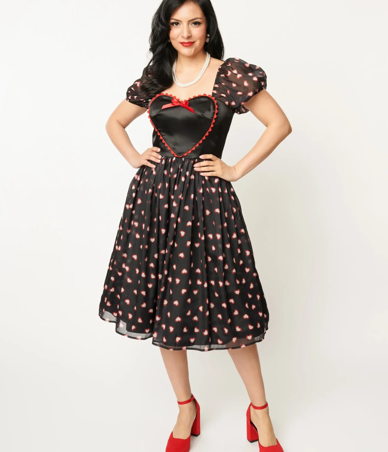Unique Vintage Swing|Everyday Dresses>Black Cupid's Lover Swing Dress