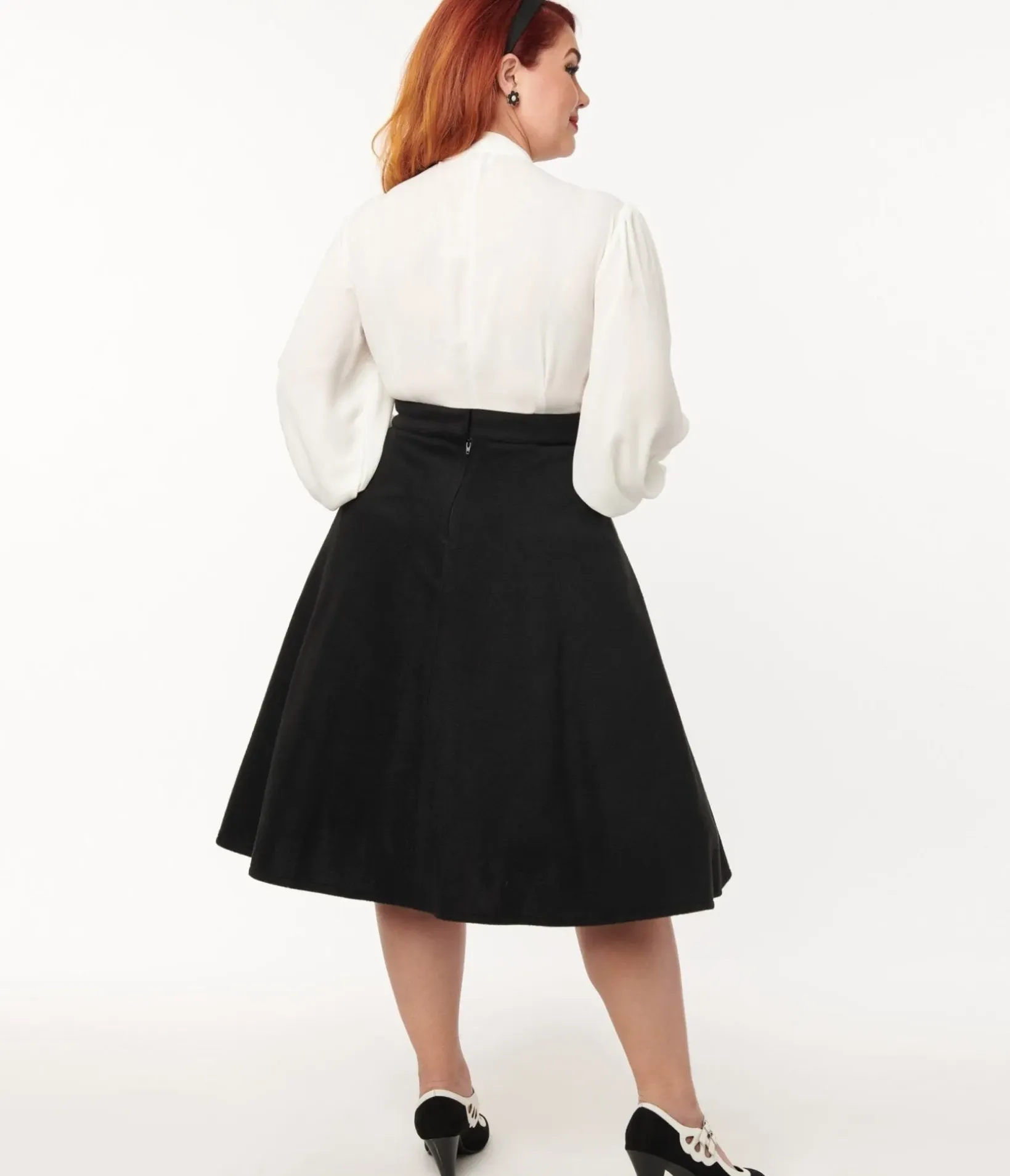 Unique Vintage Skirts|Skirts>Black Halloween Music Box Soda Shop Swing Skirt
