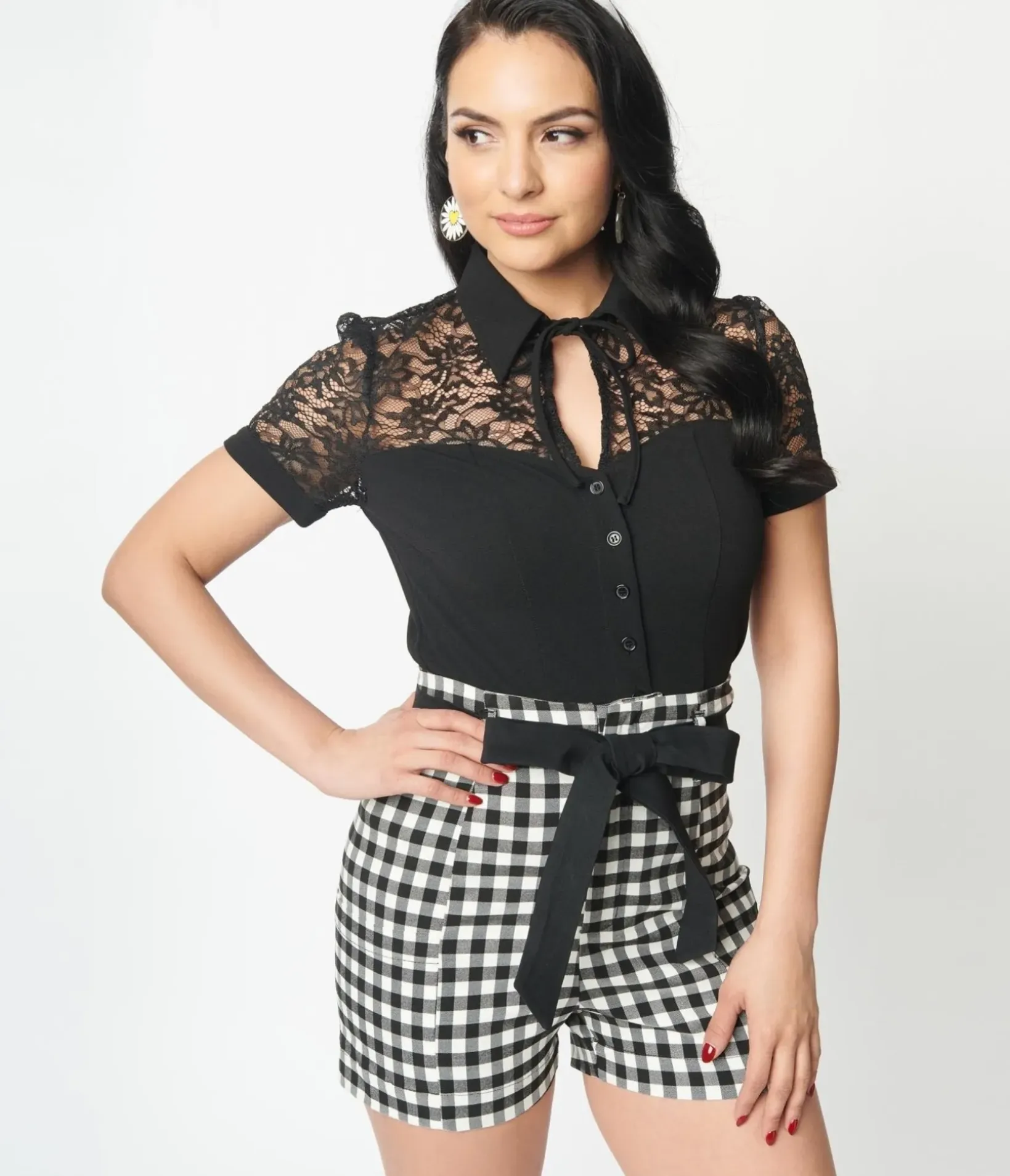 Unique Vintage All Things Black|Halloween>Black Lace Addison Blouse